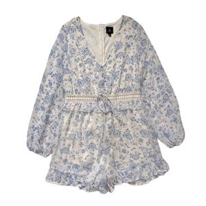 DISNEY Cottagecore Prairie princess floral crochet waist romper sz M